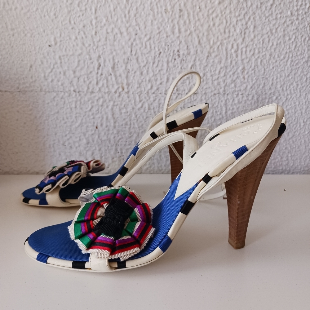 Chanel Elegant Multicolor Heels,Sandal size 39.5, EU 9.5